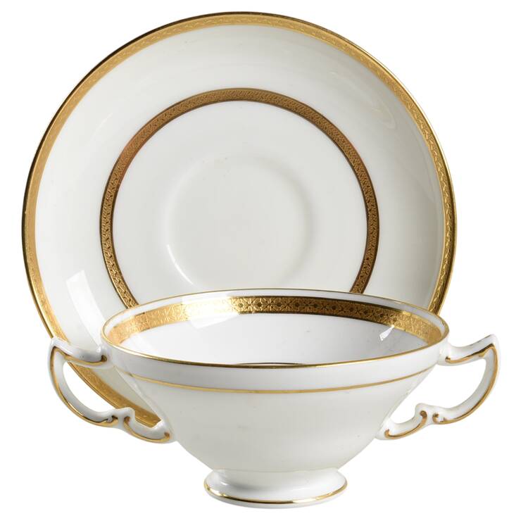 G8721 Footed Cream Soup Bowl & Saucer Set