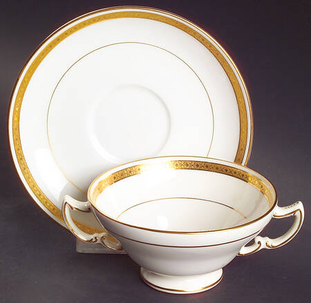 G9816 Footed Cream Soup Bowl & Saucer Set
