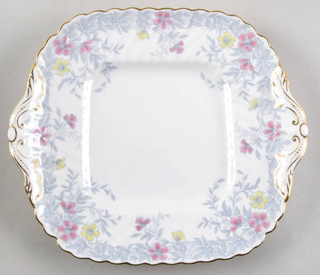 Garden Pinks Pink and Grey Square Handled Cake Plate