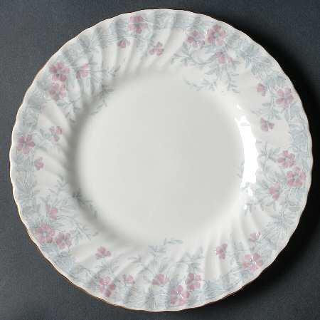 Garden Pinks Pink and Grey Luncheon Plate