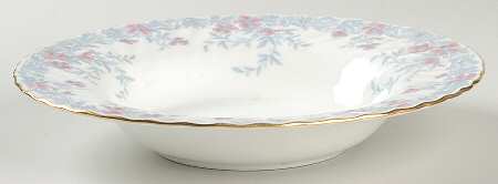 Garden Pinks Pink and Grey Large Rim Soup Bowl
