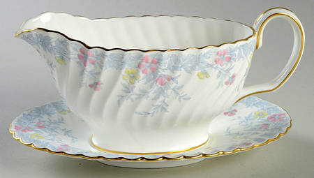 Garden Pinks Pink and Yellow Gravy Boat & Underplate