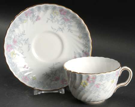 Garden Pinks Pink and Yellow Flat Cup & Saucer Set