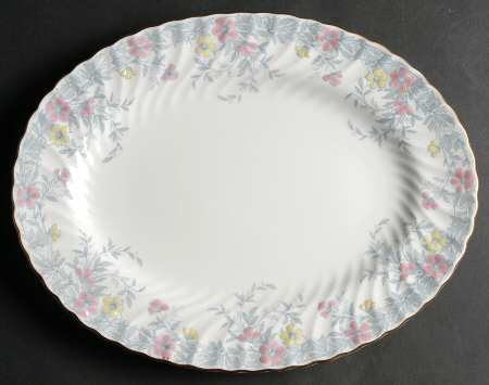 Garden Pinks Pink and Yellow 12" Oval Serving Platter