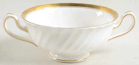 Gold Crocus Footed Cream Soup Bowl