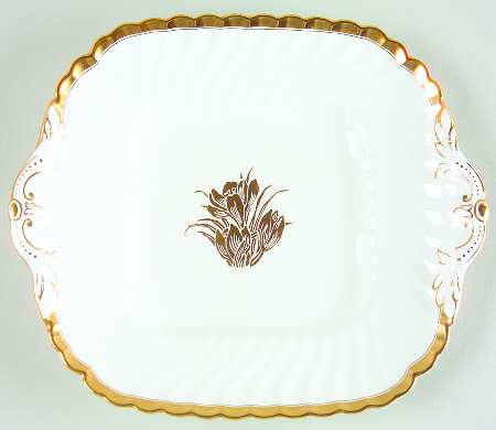 Gold Crocus Handled Cake Plate