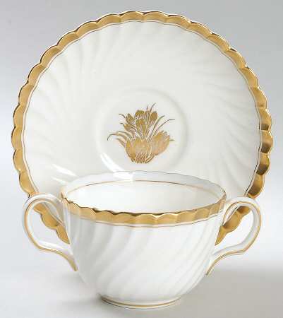 Gold Crocus Flat Bouillon Cup & Saucer