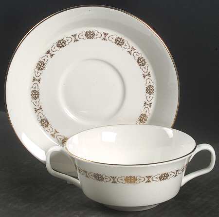 Golden Diadem Flat Cream Soup Bowl & Saucer Set