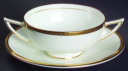 Golden Heritage Footed Cream Soup Bowl & Saucer Set