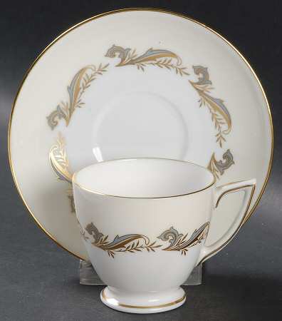 Gold Laurentian Footed Demitasse Cup & Saucer Set by Minton