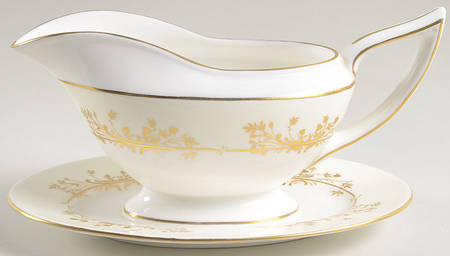 Gold Pandora Gravy Boat with Attached Underplate
