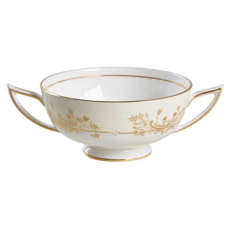 Gold Pandora Footed Cream Soup Bowl