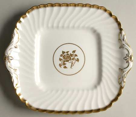 Gold Rose Square Handled Cake Plate