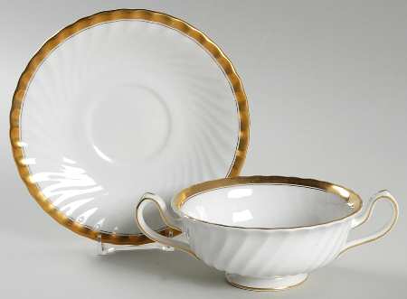 Granada Footed Cream Soup Bowl & Saucer Set