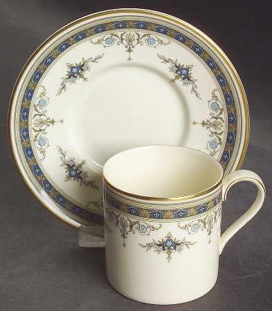 Grasmere Blue Flat Demitasse Cup & Saucer Set by Minton