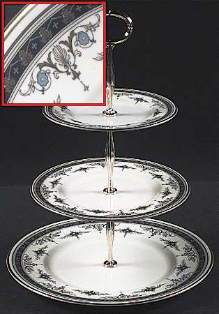 Grasmere Blue 13 7/8"-14 1/4" 3-Tiered Serving Tray(DP,SP,BB) HC