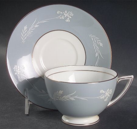 Grey Cameo Footed Cup & Saucer Set