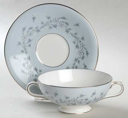 Grey Mist Footed Cream Soup Bowl & Saucer Set