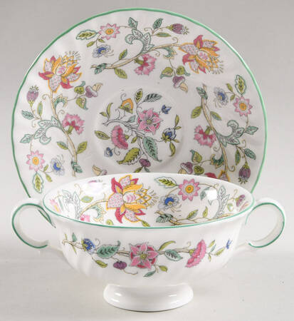 Haddon Hall Footed Cream Soup Bowl & Saucer Set