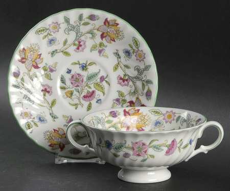 Haddon Hall Footed Cream Soup Bowl & Saucer Set