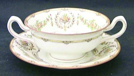 Hampshire Yellow Footed Cream Soup Bowl & Saucer Set