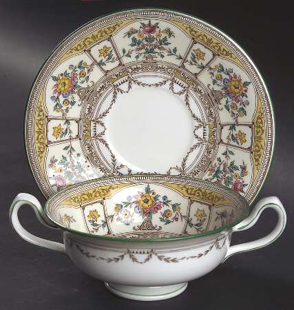 Hazelmere Footed Cream Soup Bowl & Saucer Set by Minton