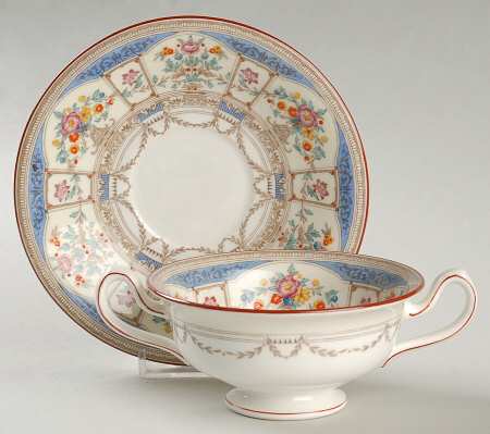 Hazelemere Blue Footed Cream Soup Bowl & Saucer Set