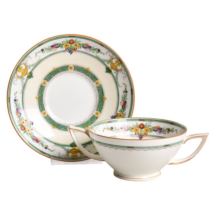 Helena Green Footed Bouillon Cup & Saucer