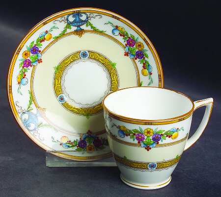 Helena Yellow (Dark) Footed Demitasse Cup & Saucer Set