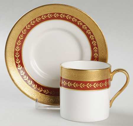 Imperial Gold (Red and Gold) Flat Demitasse Cup & Saucer Set