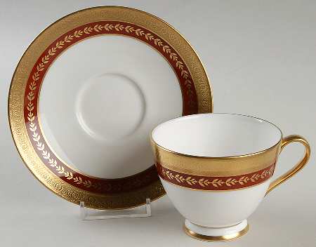 Imperial Gold (Red and Gold) Footed Cup & Saucer Set