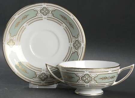 Imperial Jade Footed Cream Soup Bowl & Saucer Set