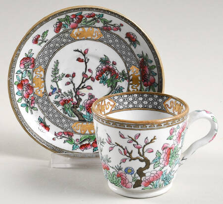 Indian Tree (Smooth) Flat Demitasse Cup & Saucer Set