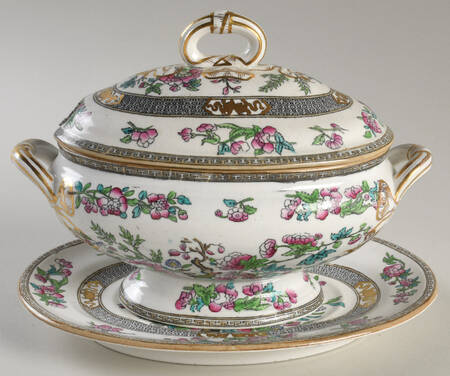 Indian Tree (Smooth) Sauce Boat & Lid with Underplate
