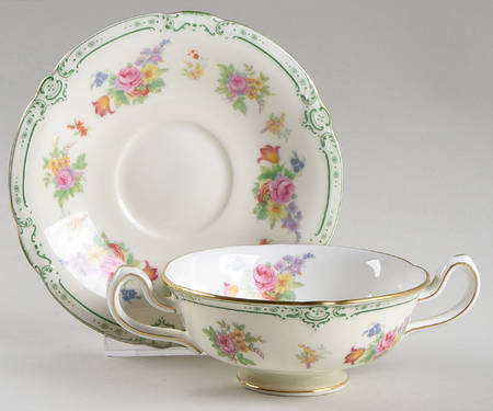 Lady Claire Footed Cream Soup Bowl & Saucer Set