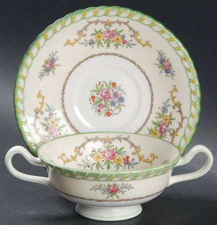 Lady Hamilton Footed Cream Soup Bowl & Saucer Set