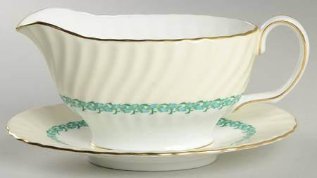 Lady Rodney (Cream Rim) Gravy Boat with Attached Underplate