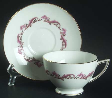 Laurentian Pink Footed Cup & Saucer Set