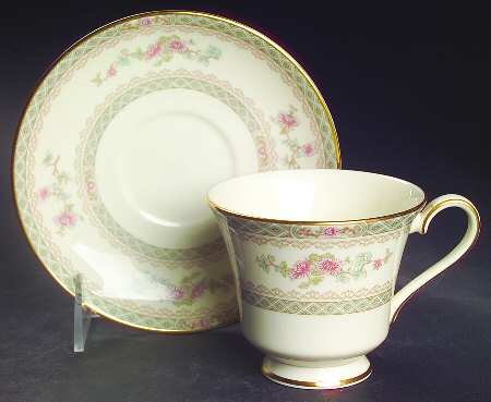 Legacy (Pink Flowers) Footed Cup & Saucer Set