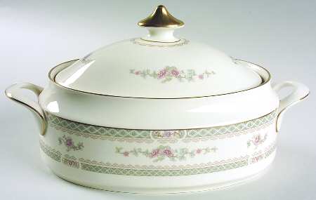 Legacy (Pink Flowers) Oval Covered Vegetable
