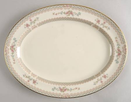 Legacy (Pink Flowers) 16" Oval Serving Platter by Minton