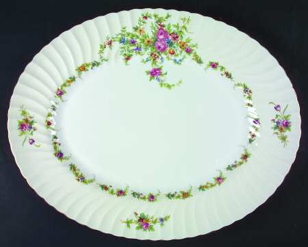Lorraine (#S561, Cream Border) 17" Oval Serving Platter