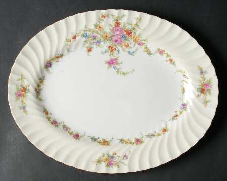 Lorraine (#S561, Cream Border) 12" Oval Serving Platter