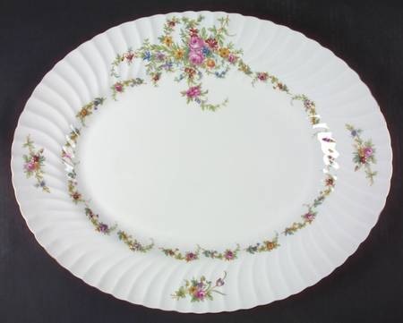 Lorraine (#S560, White Border) 17" Oval Serving Platter