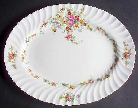 Lorraine (#S560, White Border) 12" Oval Serving Platter