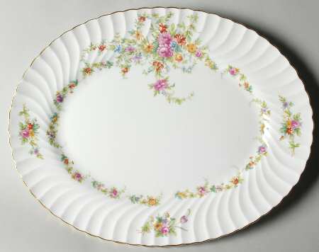 Lorraine (#S560, White Border) 15" Oval Serving Platter