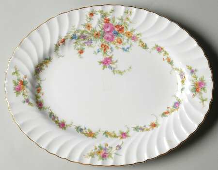 Lorraine (#S560, White Border) 10" Oval Serving Platter