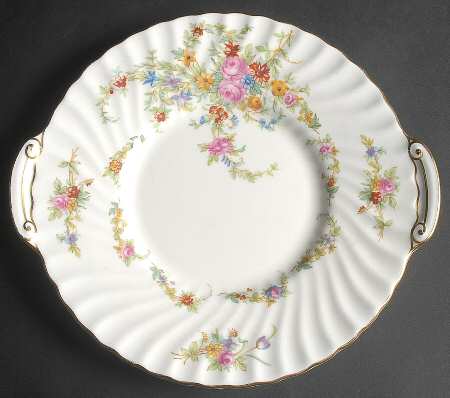 Lorraine (#S560, White Border) Handled Cake Plate