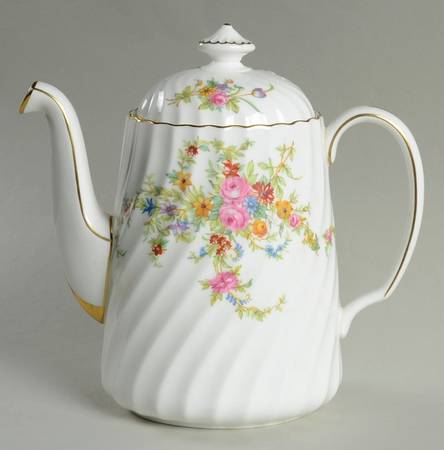 Lorraine (#S560, White Border) Coffee Pot & Lid