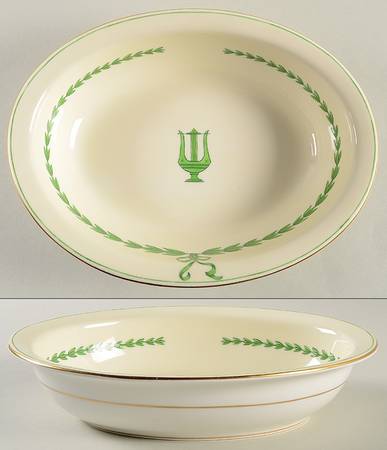 Lyre Green 9" Oval Vegetable Bowl